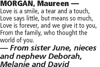 Notice for Maureen Morgan