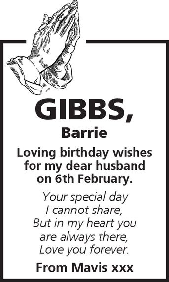 Notice for Barrie Gibbs