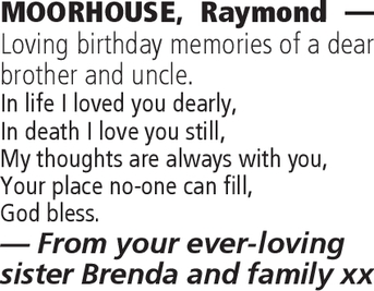 Notice for Raymond Moorhouse