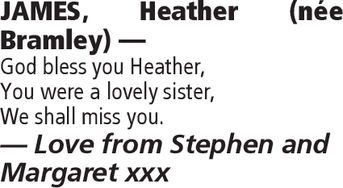 Notice for Heather James