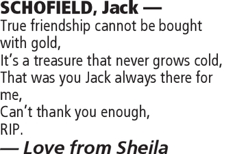 Notice for Jack Schofield