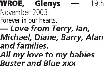 Notice for Glenys Wroe