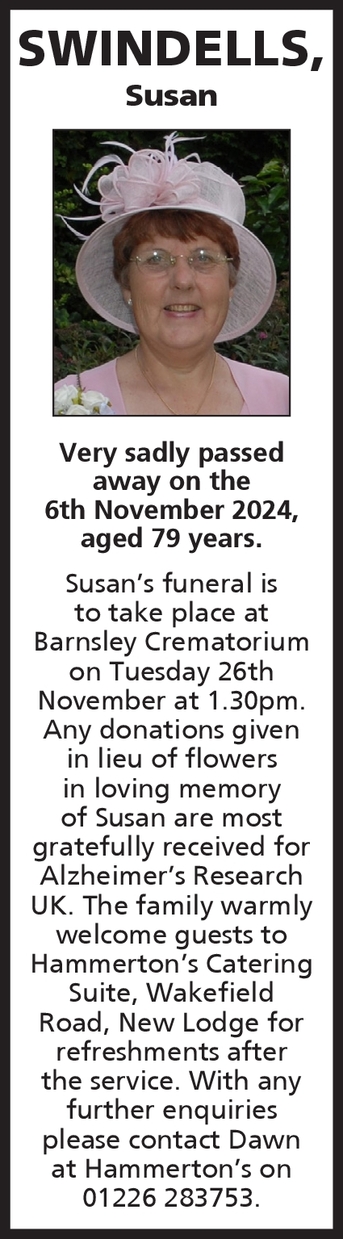 Notice for Susan Swindells