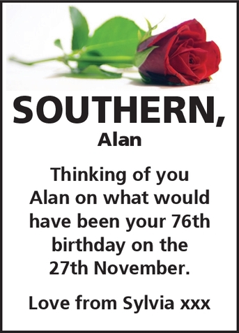 Notice for Alan Southern