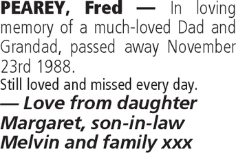 Notice for Fred Pearey