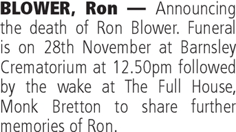 Notice for Ron Blower